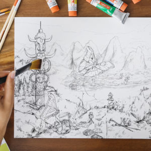 Coloriage "Voyage au bord de la rivière Li"